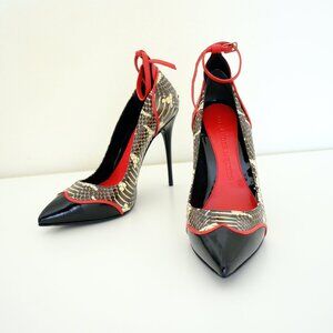 Alexander McQueen Snakeskin & Patent Leather Ankle Strap Pumps – EU 37 / US 6.5